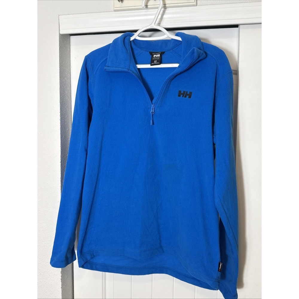 Helly Hansen Mens Med Blue Fleece Quarter Zip Pullover Sweater Polartec Recycled
